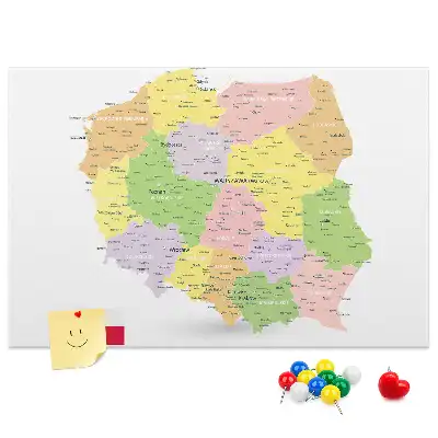 Tableau d'affichage en liège avec carte de la Pologne