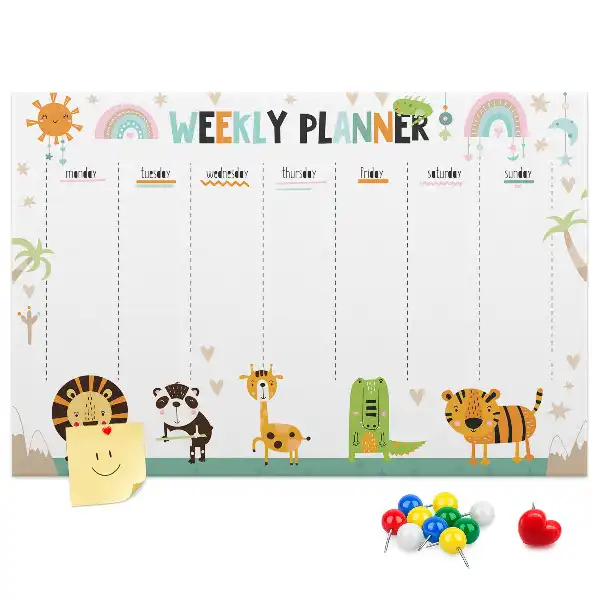 Tableau en liège déco Planificateur hebdomadaire animaux