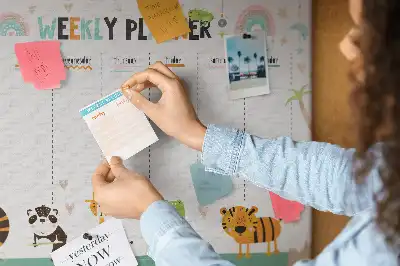 Tableau en liège déco Planificateur hebdomadaire animaux