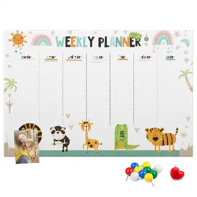 Tableau en liège déco Planificateur hebdomadaire animaux