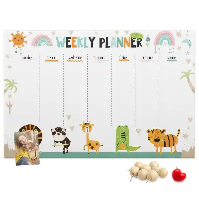 Tableau en liège déco Planificateur hebdomadaire animaux
