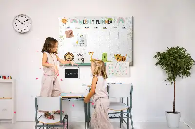 Tableau en liège déco Planificateur hebdomadaire animaux