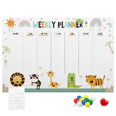 Tableau en liège déco Planificateur hebdomadaire animaux