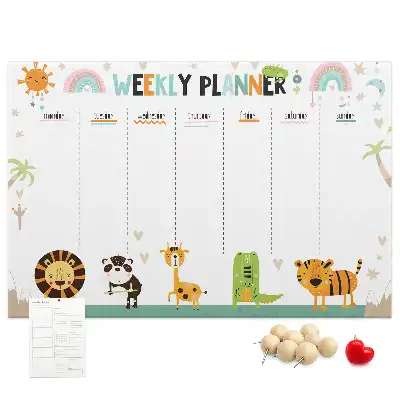 Tableau en liège déco Planificateur hebdomadaire animaux