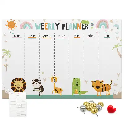 Tableau en liège déco Planificateur hebdomadaire animaux