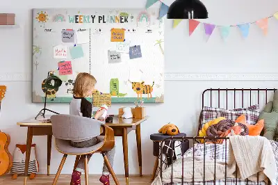 Tableau en liège déco Planificateur hebdomadaire animaux