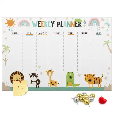 Tableau en liège déco Planificateur hebdomadaire animaux