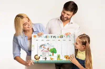 Tableau en liège déco Planificateur hebdomadaire animaux