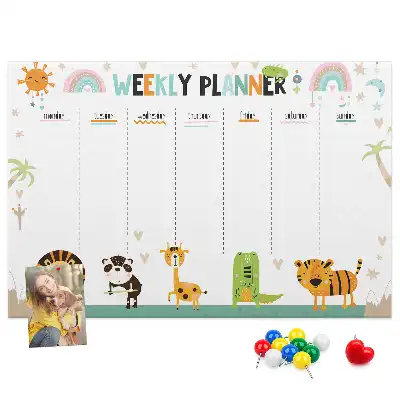 Tableau en liège déco Planificateur hebdomadaire animaux