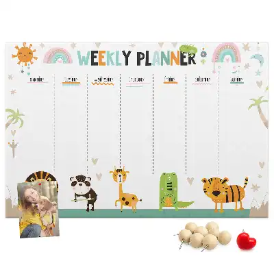 Tableau en liège déco Planificateur hebdomadaire animaux