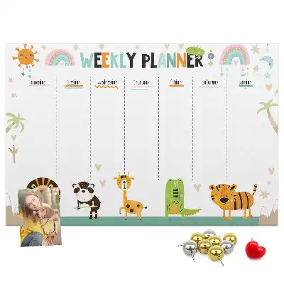 Tableau en liège déco Planificateur hebdomadaire animaux