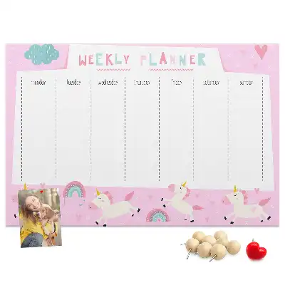 Tableau de liège Planificateur hebdomadaire pour enfants