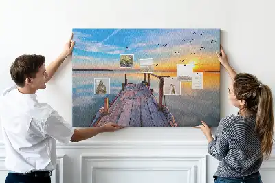 Tableau en liège déco Lac jetée