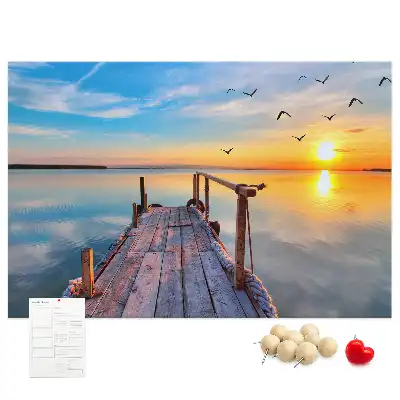 Tableau en liège déco Lac jetée