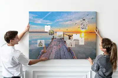 Tableau en liège déco Lac jetée