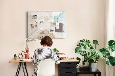 Tableau d’affichage en liège motif taches aquarelle