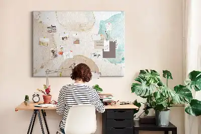 Tableau d’affichage en liège motif taches aquarelle