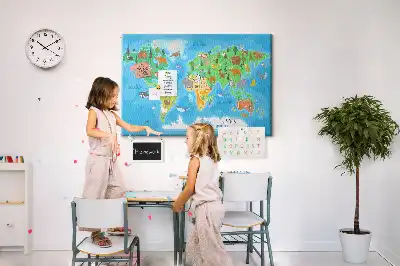 Tableau en liège déco Carte dessin animé