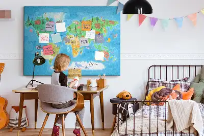 Tableau en liège déco Carte dessin animé