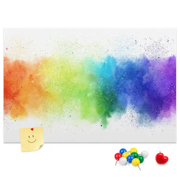 Tableau d'affichage en liège motif arc-en-ciel abstrait