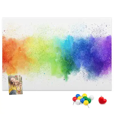 Tableau d'affichage en liège motif arc-en-ciel abstrait