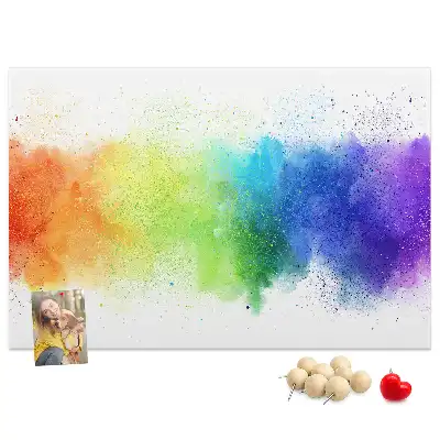 Tableau d'affichage en liège motif arc-en-ciel abstrait