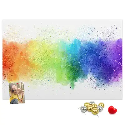 Tableau d'affichage en liège motif arc-en-ciel abstrait