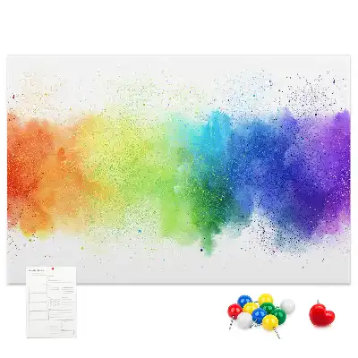 Tableau d'affichage en liège motif arc-en-ciel abstrait