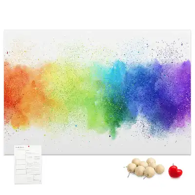 Tableau d'affichage en liège motif arc-en-ciel abstrait