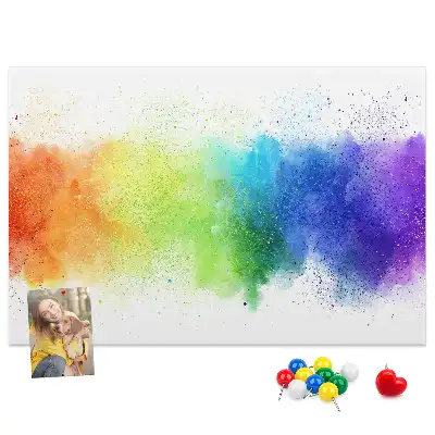 Tableau d'affichage en liège motif arc-en-ciel abstrait