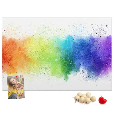 Tableau d'affichage en liège motif arc-en-ciel abstrait