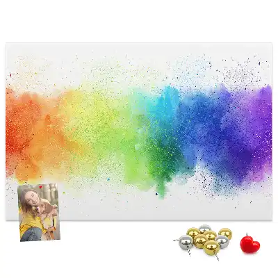 Tableau d'affichage en liège motif arc-en-ciel abstrait