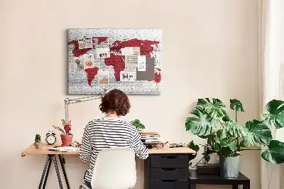 Tableau d’affichage en liège Mur de briques avec carte