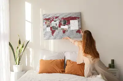 Tableau d’affichage en liège Mur de briques avec carte