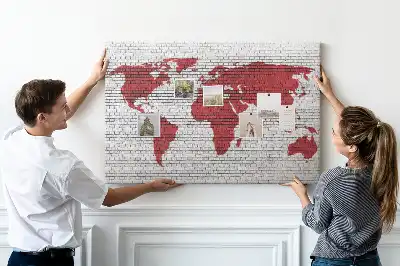 Tableau d’affichage en liège Mur de briques avec carte