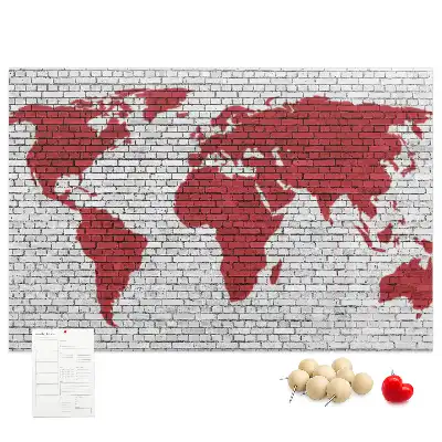 Tableau d’affichage en liège Mur de briques avec carte