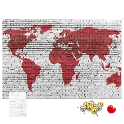 Tableau d’affichage en liège Mur de briques avec carte