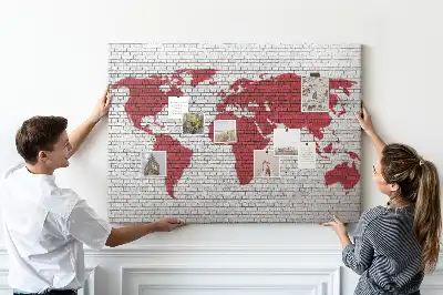 Tableau d’affichage en liège Mur de briques avec carte