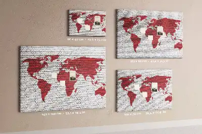 Tableau d’affichage en liège Mur de briques avec carte