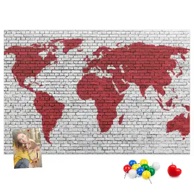 Tableau d’affichage en liège Mur de briques avec carte