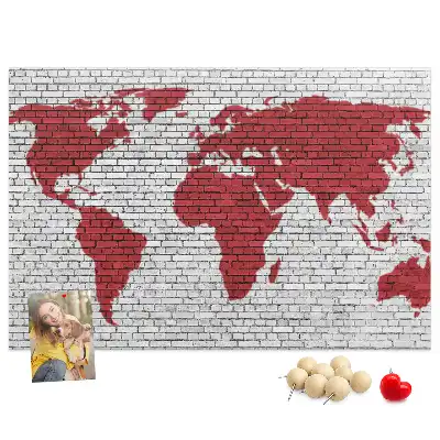 Tableau d’affichage en liège Mur de briques avec carte