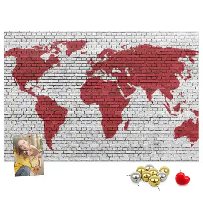 Tableau d’affichage en liège Mur de briques avec carte