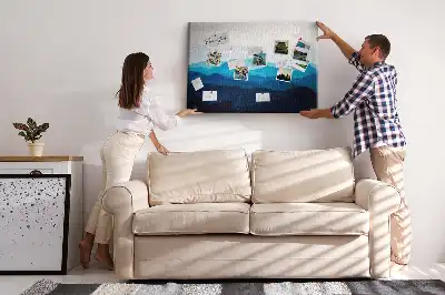 Tableau d'affichage en liège motif aquarelle montagnes