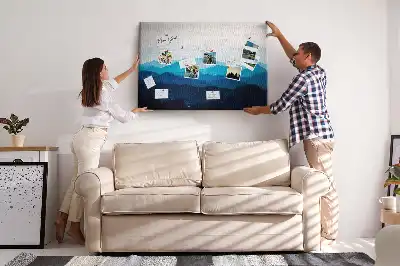 Tableau d'affichage en liège motif aquarelle montagnes