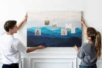 Tableau d'affichage en liège motif aquarelle montagnes