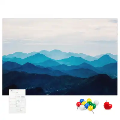 Tableau d'affichage en liège motif aquarelle montagnes