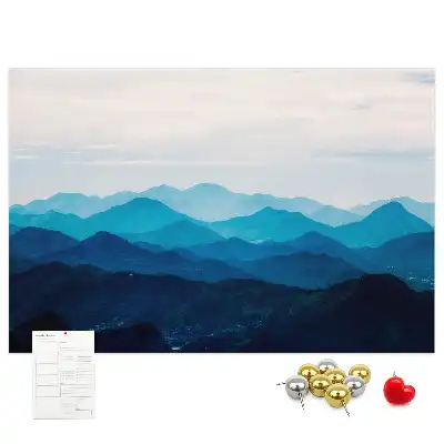 Tableau d'affichage en liège motif aquarelle montagnes