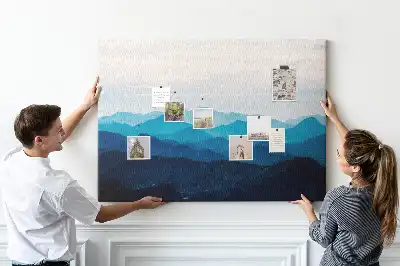 Tableau d'affichage en liège motif aquarelle montagnes