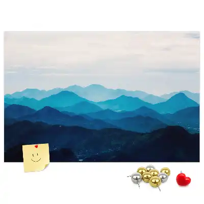 Tableau d'affichage en liège motif aquarelle montagnes