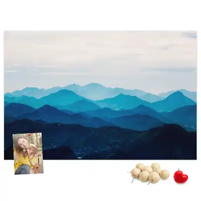 Tableau d'affichage en liège motif aquarelle montagnes